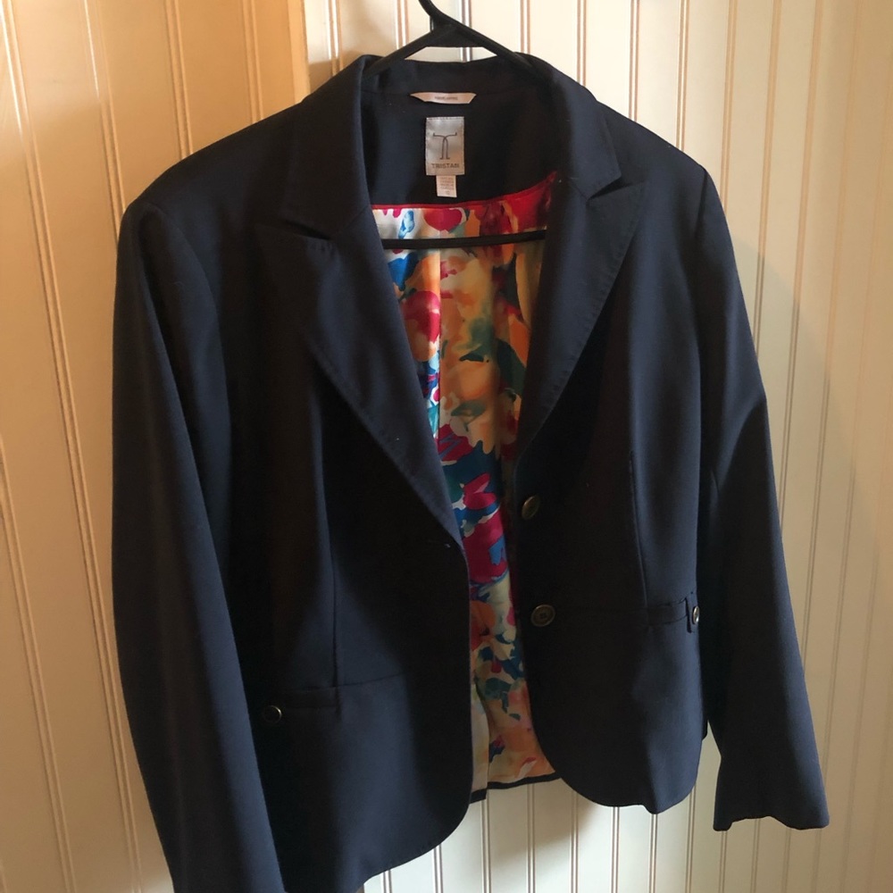 TRISTAN: 3 piece suit; blazer, mid skirt and pant. Size 10. Dark navy. Gorgeous.